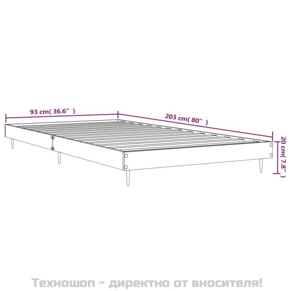 Рамка за легло, черна, 90x200 см, масивно дърво