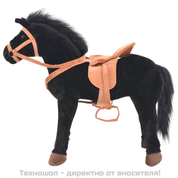 Плюшено детско конче за яздене, черно