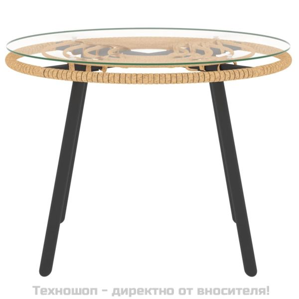 Градински комплект от 3 части с бежови възглавници полиратан