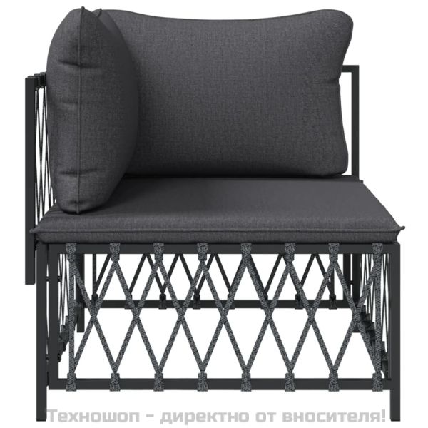 Градински ъглов диван с възглавници, антрацит, тъкан плат