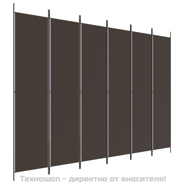 Параван за стая, 6 панела, кафяв, 300x220 см, плат
