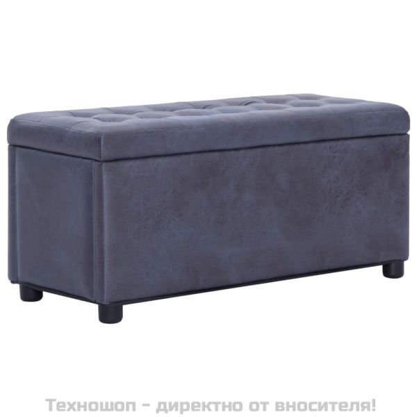 281376 Storage Ottoman 87,5 cm Grey Faux Suede Leather