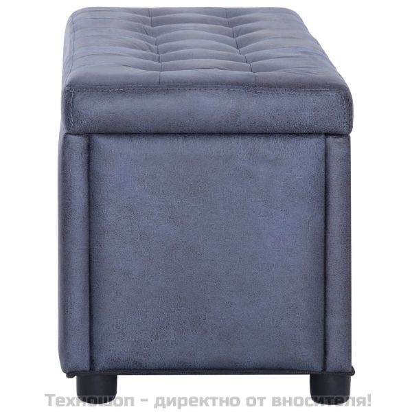 281376 Storage Ottoman 87,5 cm Grey Faux Suede Leather