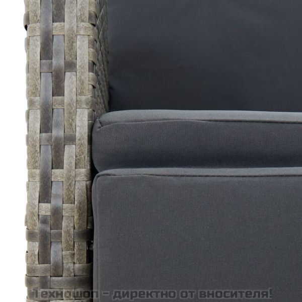 Градински трапезен комплект 9 части с възглавници сив полиратан