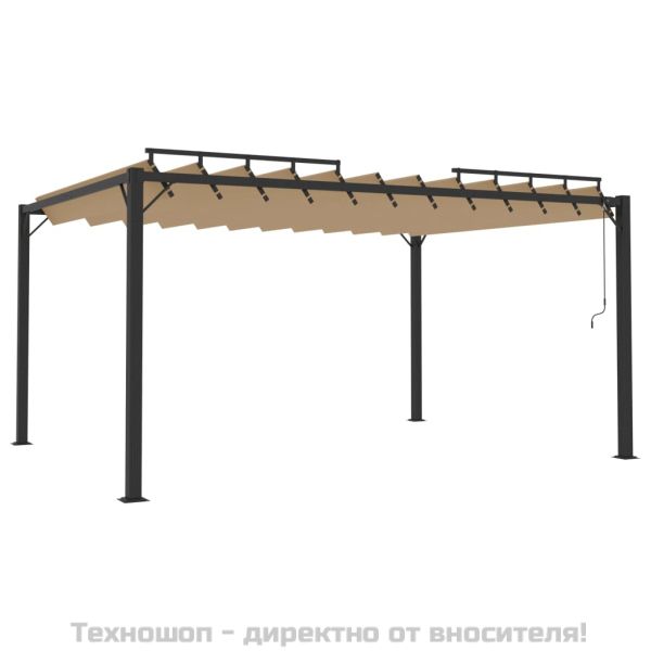 Беседка с жалузен покрив, 3x4 м, таупе, плат и алуминий