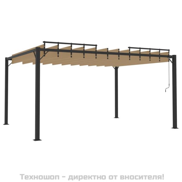 Беседка с жалузен покрив, 3x4 м, таупе, плат и алуминий