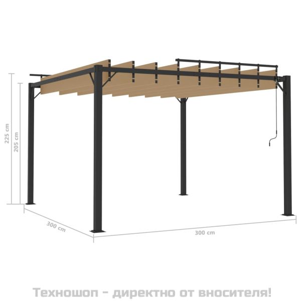 Беседка с жалузен покрив, 3x3 м, таупе, плат и алуминий