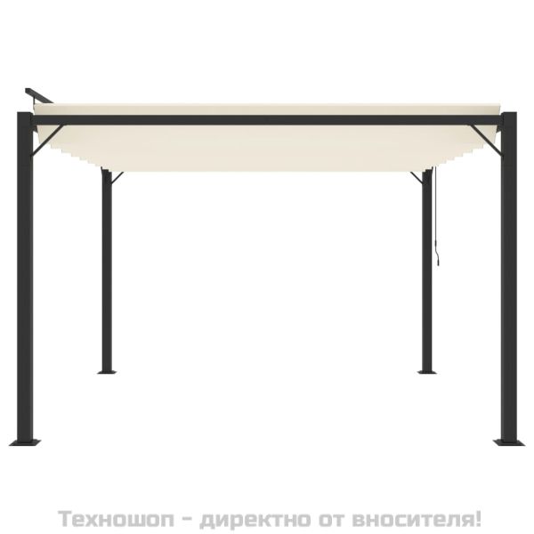 Беседка с жалузен покрив, 3x3 м, кремава, плат и алуминий