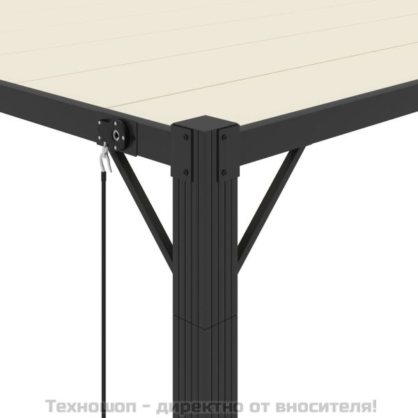 Беседка с жалузен покрив, 3x3 м, кремава, плат и алуминий