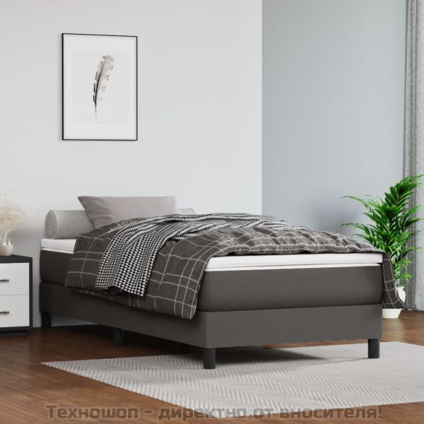 Матрак с покет пружини средна твърдост сив 90x190x20 см изкуствена кожа