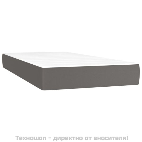 Матрак с покет пружини средна твърдост сив 90x190x20 см изкуствена кожа