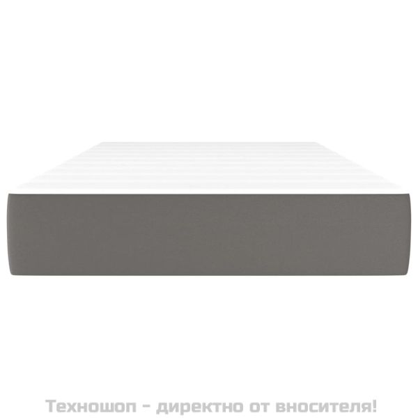 Матрак с покет пружини средна твърдост сив 90x190x20 см изкуствена кожа