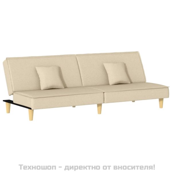 Разтегателно канапе, кремаво, плат