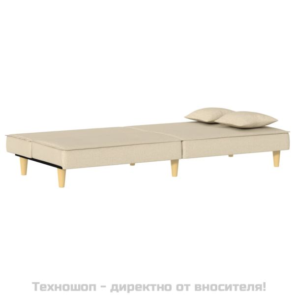 Разтегателно канапе, кремаво, плат