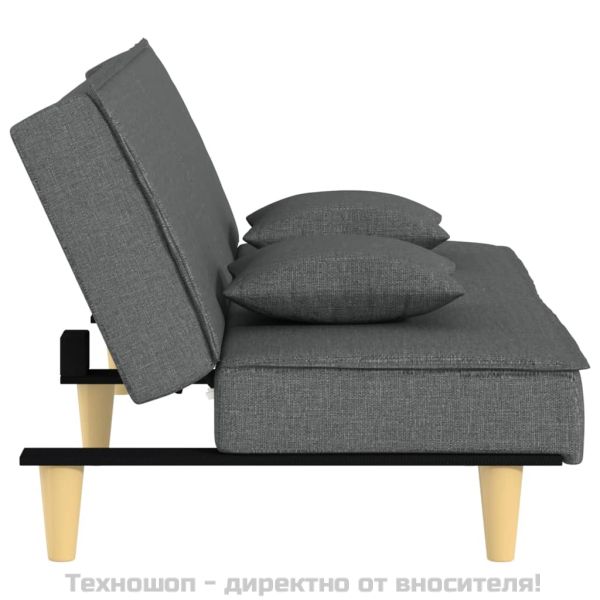 Разтегателен диван, тъмносив, плат