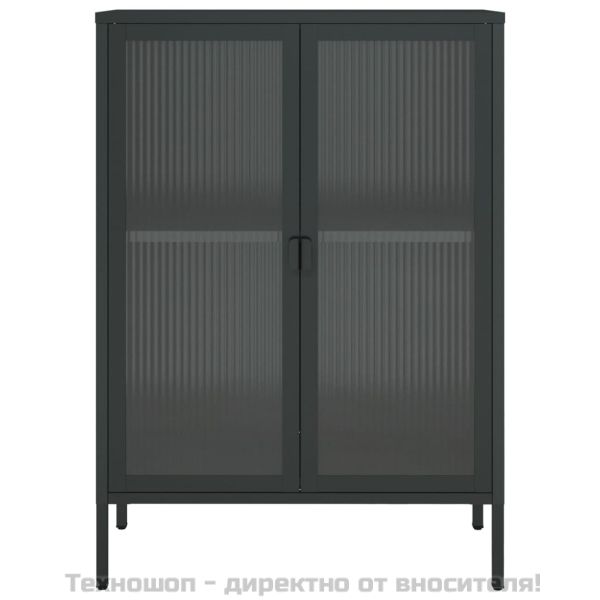 Сайдборд, черен, 75x35x105 см, стъкло и стомана