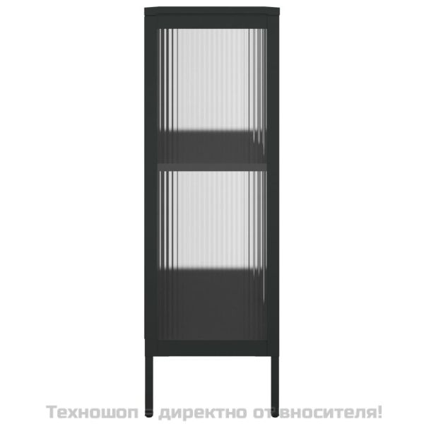 Сайдборд, черен, 75x35x105 см, стъкло и стомана