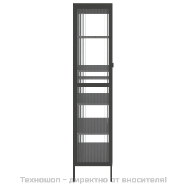 Висок шкаф, черен, 85x40x180 см, стъкло и стомана