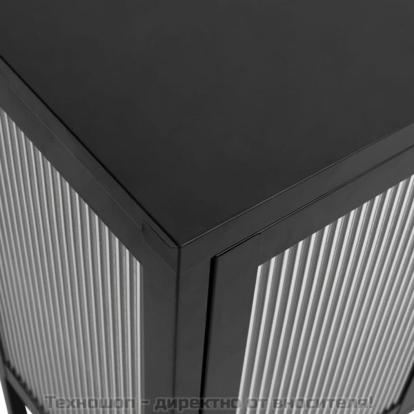 Сайдборд, черен, 105x35x70 см, стъкло и стомана