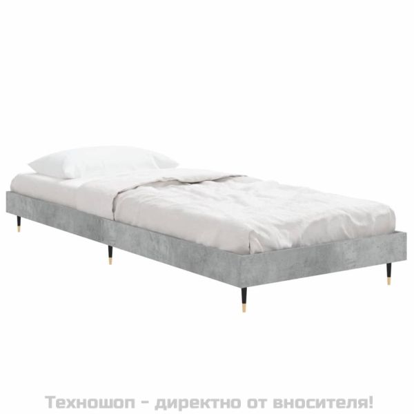 Рамка за легло, бетонно сиво, 75x190 см, инженерно дърво