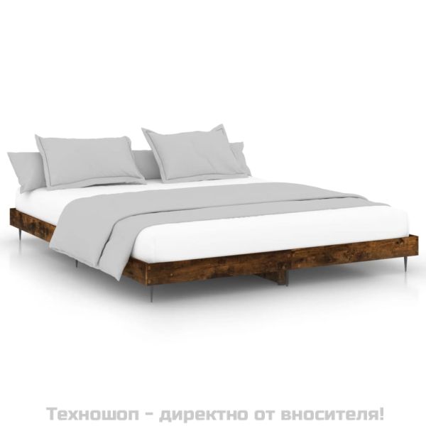 Рамка за легло без матрак опушен дъб 200x200 см инженерно дърво