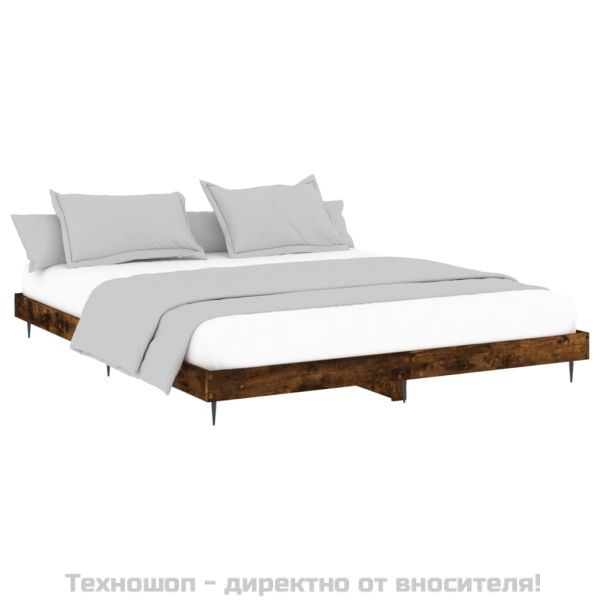 Рамка за легло без матрак опушен дъб 200x200 см инженерно дърво