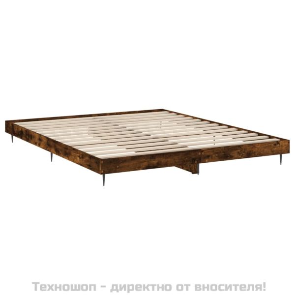 Рамка за легло без матрак опушен дъб 200x200 см инженерно дърво
