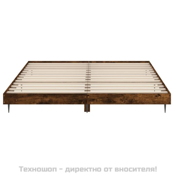 Рамка за легло без матрак опушен дъб 200x200 см инженерно дърво
