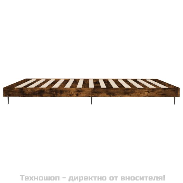 Рамка за легло без матрак опушен дъб 200x200 см инженерно дърво