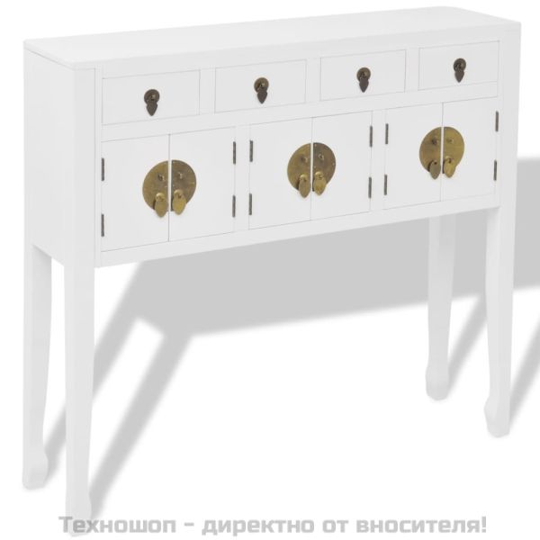 Бюфет китайски стил, масивно дърво, бял