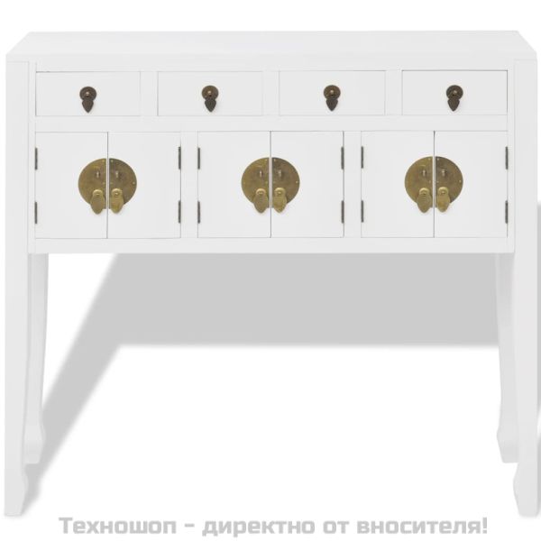 Бюфет китайски стил, масивно дърво, бял