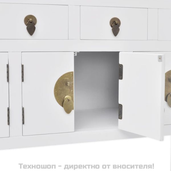 Бюфет китайски стил, масивно дърво, бял