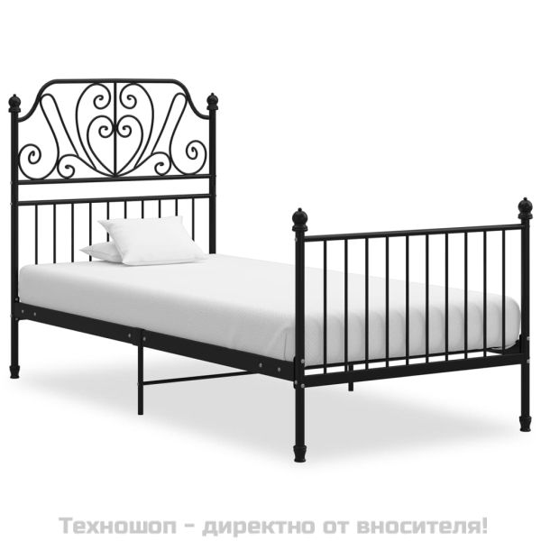 Рамка за легло, черна, метал, 90x200 см
