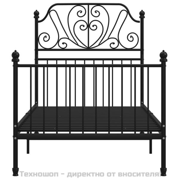 Рамка за легло, черна, метал, 90x200 см