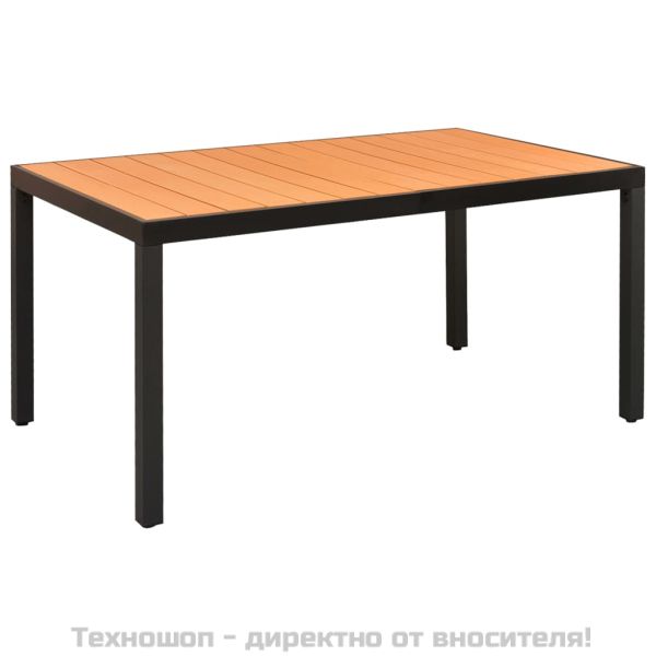 Градински трапезен комплект, 7 части, черно и кафяво