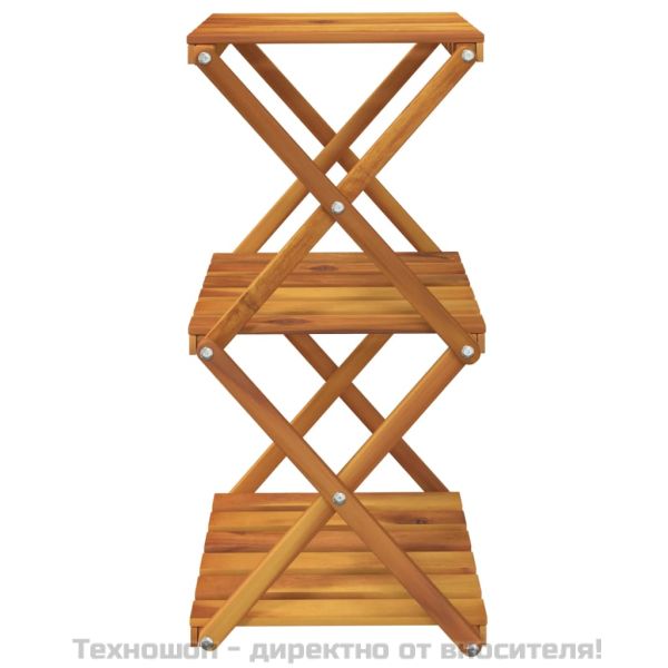 3-етажна сгъваема етажерка кафява 43x31x63 см масивна акация