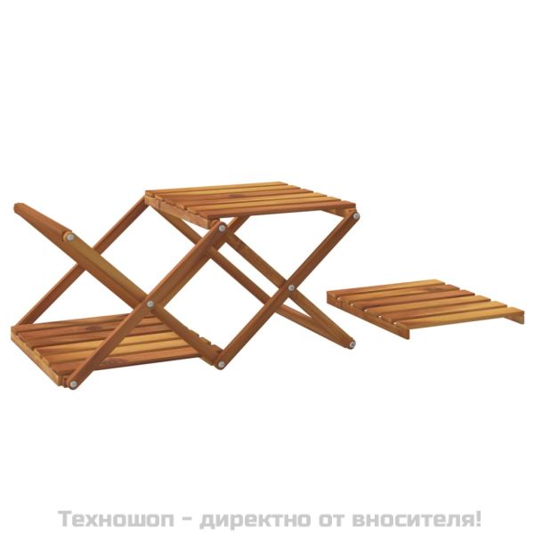 3-етажна сгъваема етажерка кафява 43x31x63 см масивна акация
