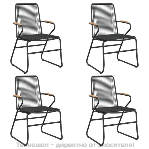 Градински трапезен комплект от 5 части, черeн, PVC ратан