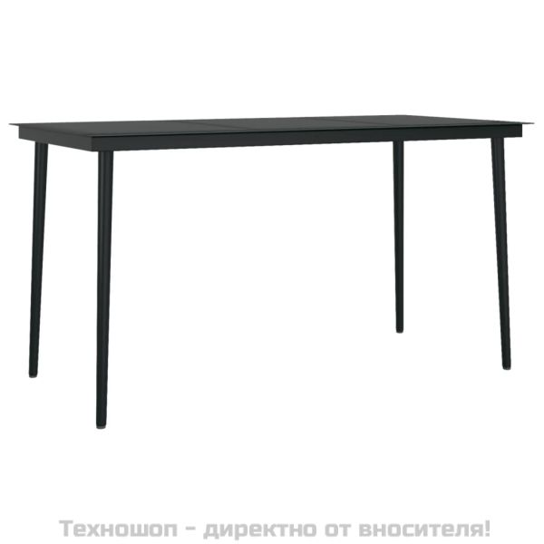 Градински трапезен комплект от 5 части, черeн, PVC ратан