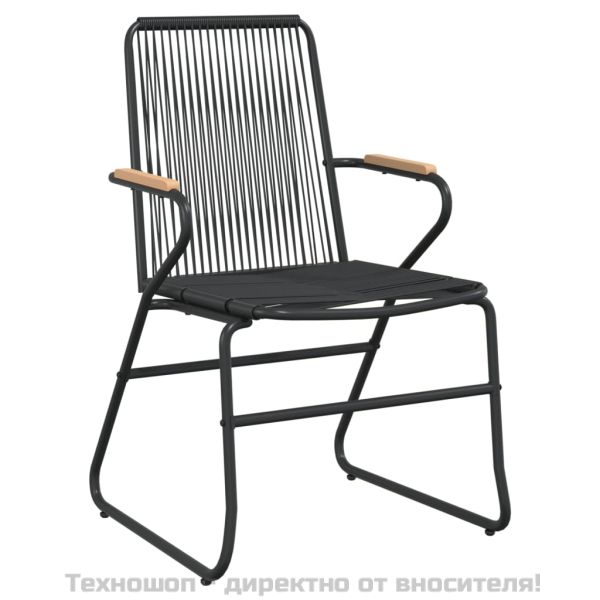 Градински трапезен комплект от 3 части, черно, PVC ратан