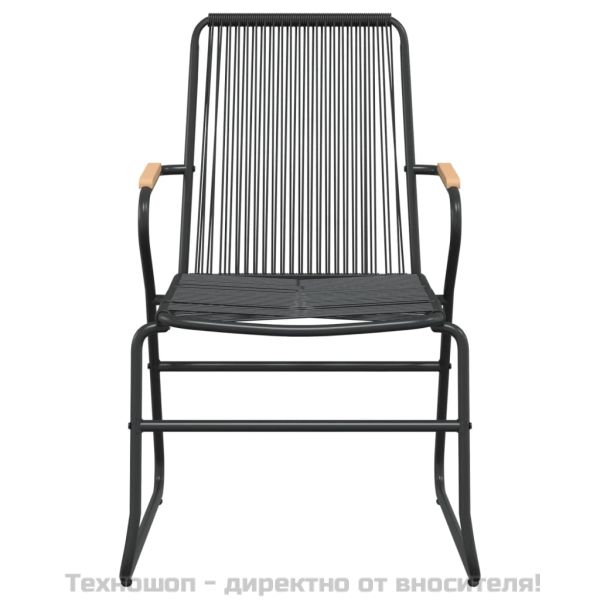 Градински трапезен комплект от 3 части, черно, PVC ратан