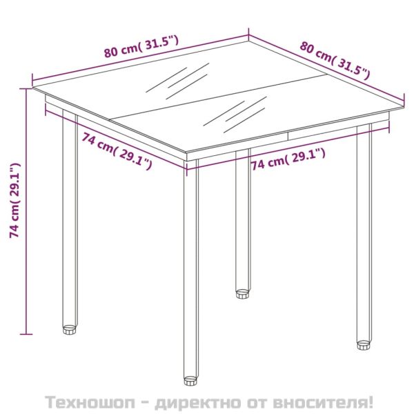 Градински трапезен комплект от 3 части, черно, PVC ратан