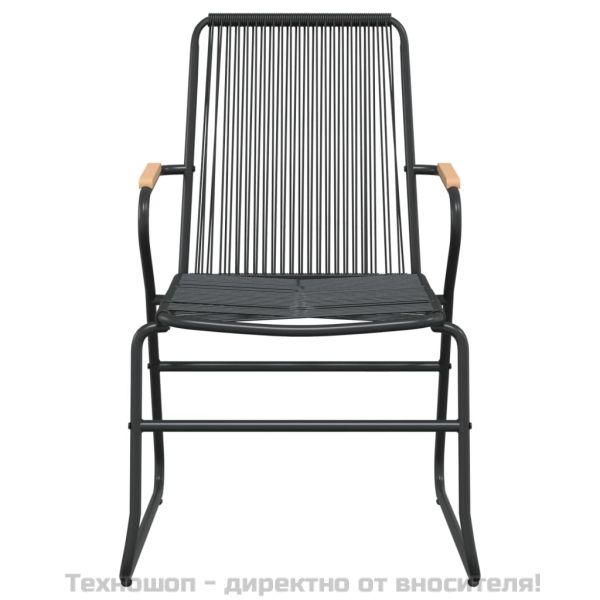 Градински трапезен комплект от 7 части, черно, PVC ратан