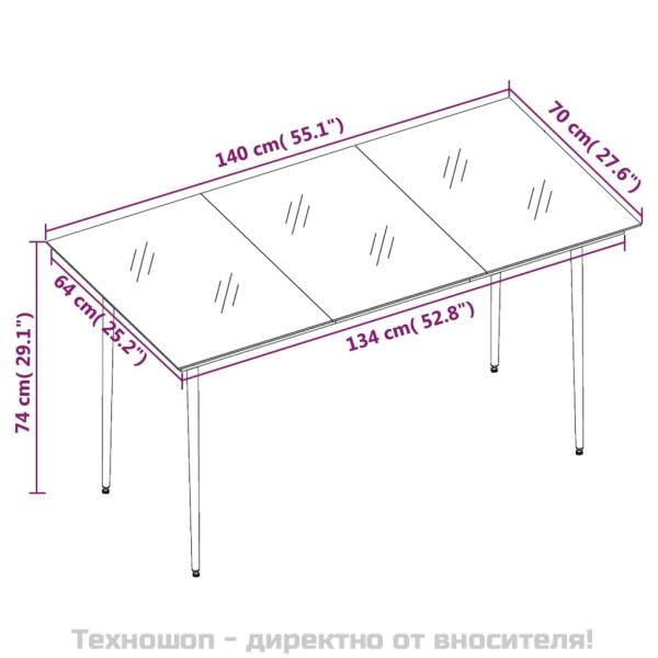 Градински трапезен комплект от 7 части, черно, PVC ратан