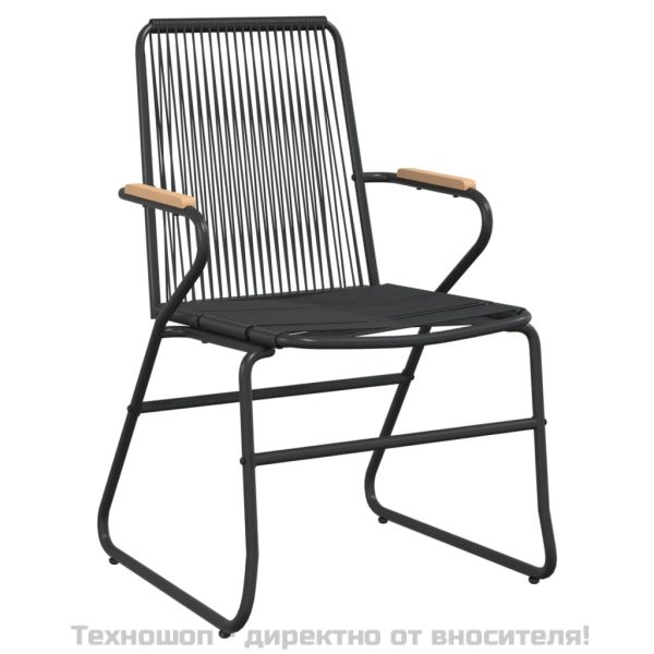 Градински трапезен комплект от 5 части, черeн, PVC ратан