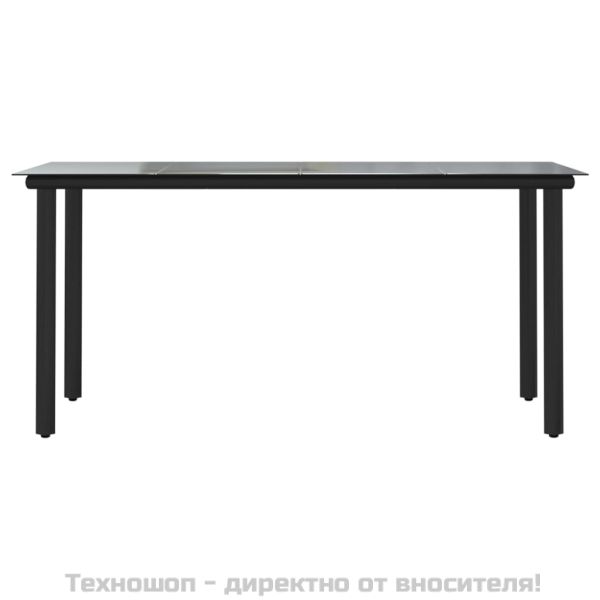 Градински трапезен комплект от 5 части, черeн, PVC ратан