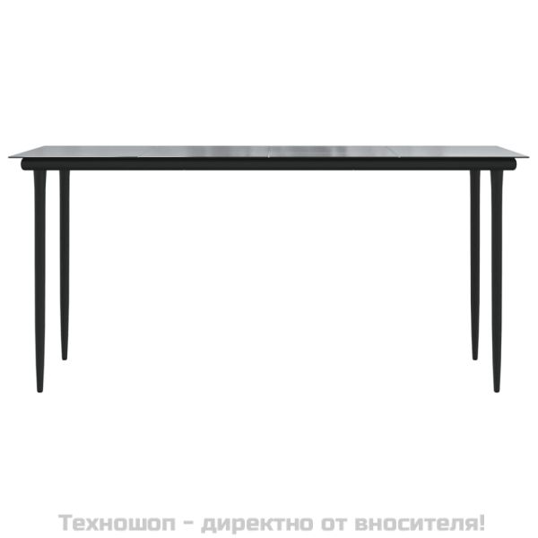 Градински трапезен комплект от 7 части, черно, PVC ратан