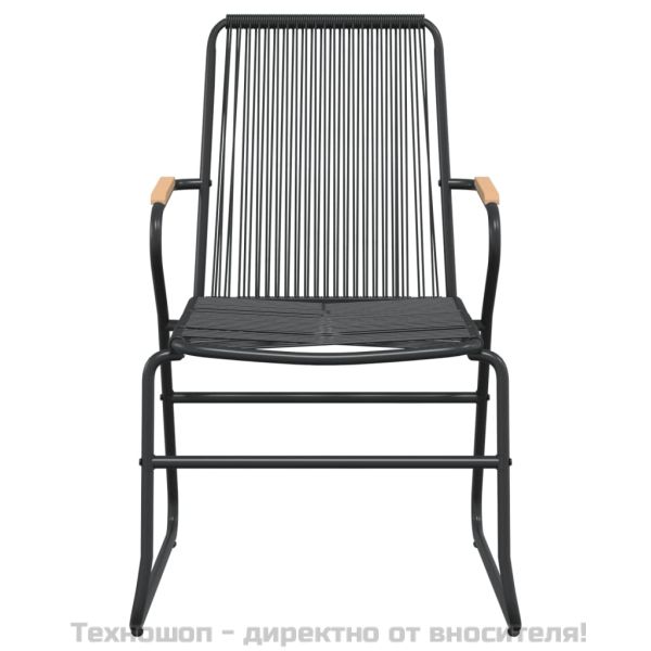 Градински трапезен комплект от 7 части, черно, PVC ратан