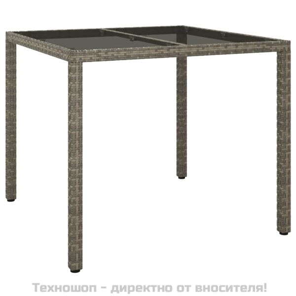 Градински трапезен комплект 3 части с възглавници сив полиратан