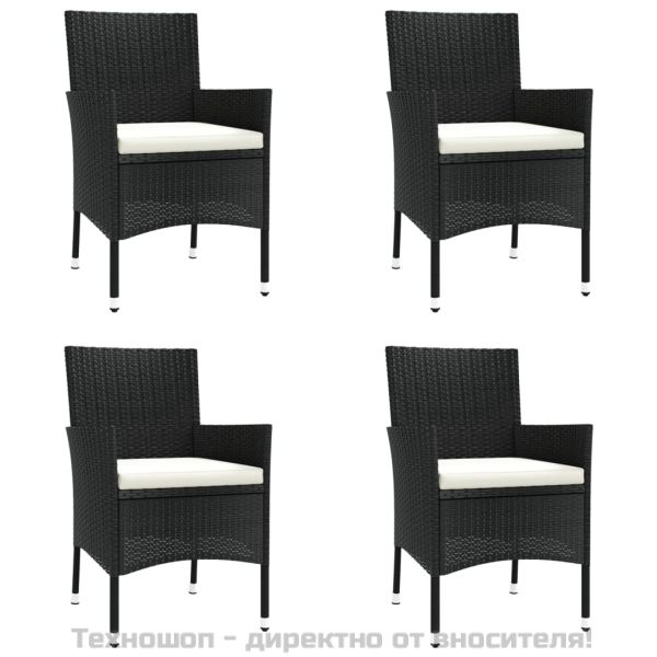Градински трапезен комплект възглавници 5 части черен полиратан